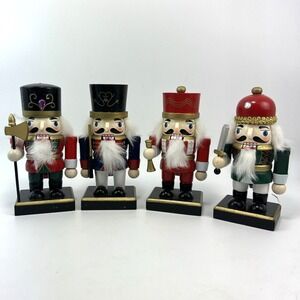 Lot Of 4 Merry Brite Nutcracker Wooden Figurines 6" Inches Tall